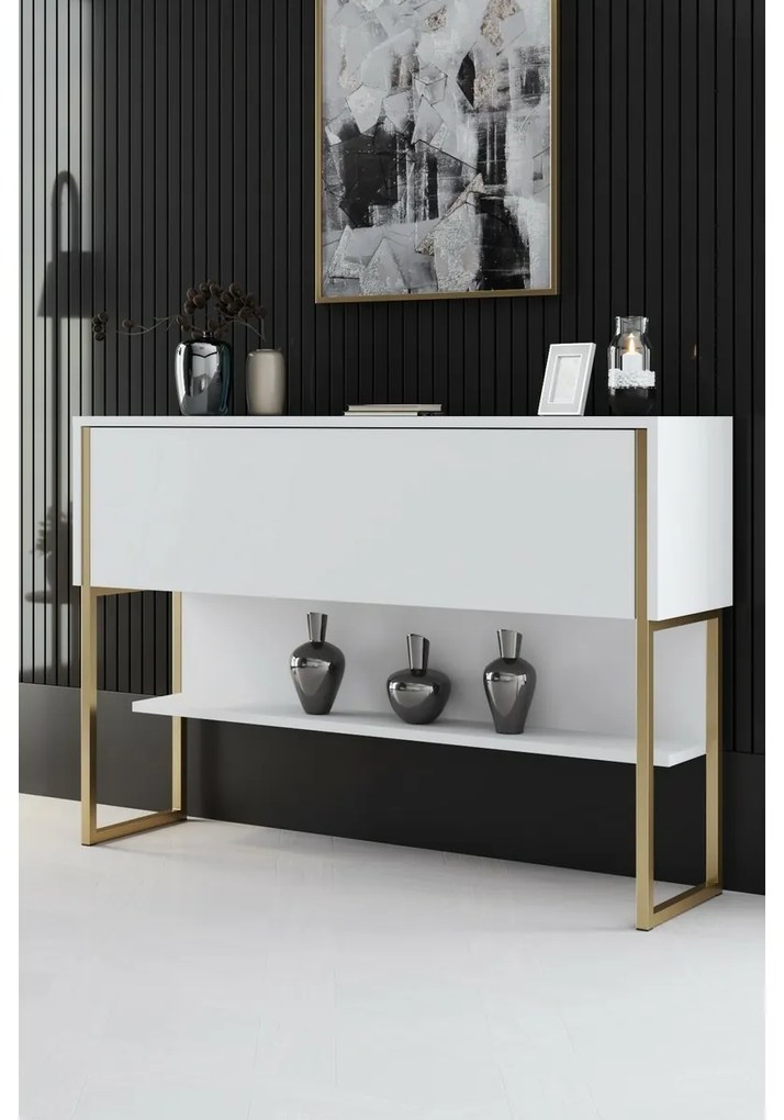 Comoda Luxe Alb și Auriu