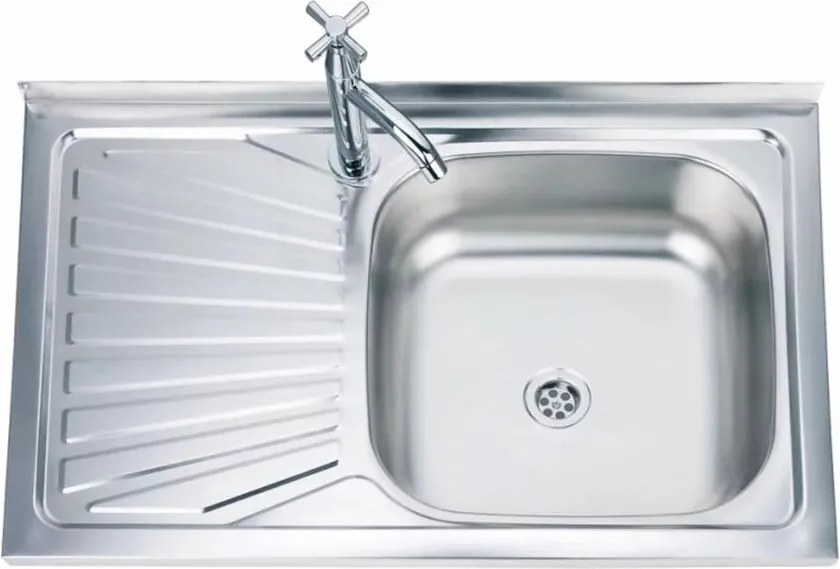 Chiuveta inox Inter Ceramic cu o cuva si picurator stanga finisaj inox lucios 80x50 cm