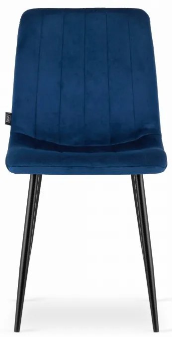 Set de dining 1 + 4, masa neagra RAMOD 100x60 cm + scaun albastru LAVA cu picioare negre