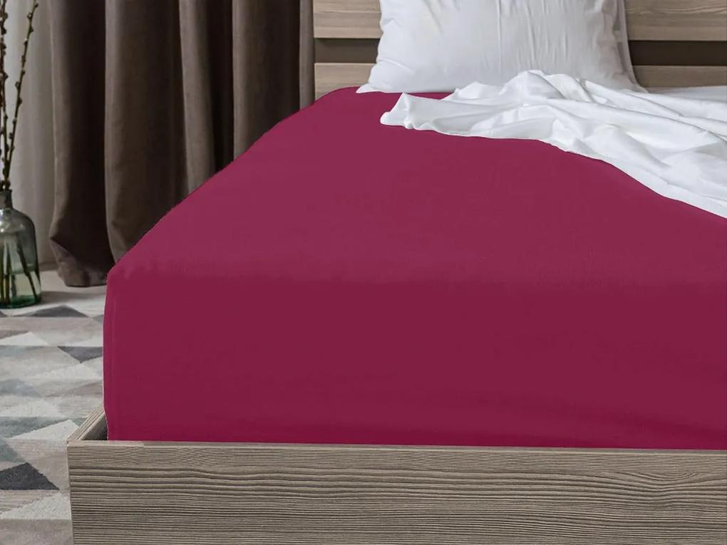 Cearsaf de pat Jersey roz inchis 160 x 200 cm
