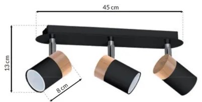 Spot JOKER BLACK WOOD 3xGU10/8W/230V