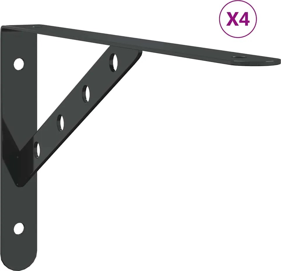 vidaXL Suporturi rafturi 4 buc. 30x2,5x15,5 cm negru oțel inoxidabil