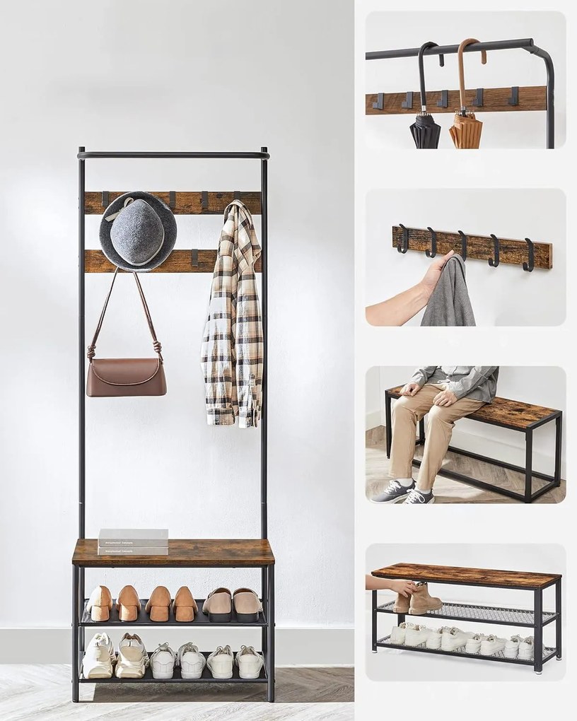 Panou pentru hol TAYLOR cu dulap pentru incaltaminte 180x64 cm, maro rustic