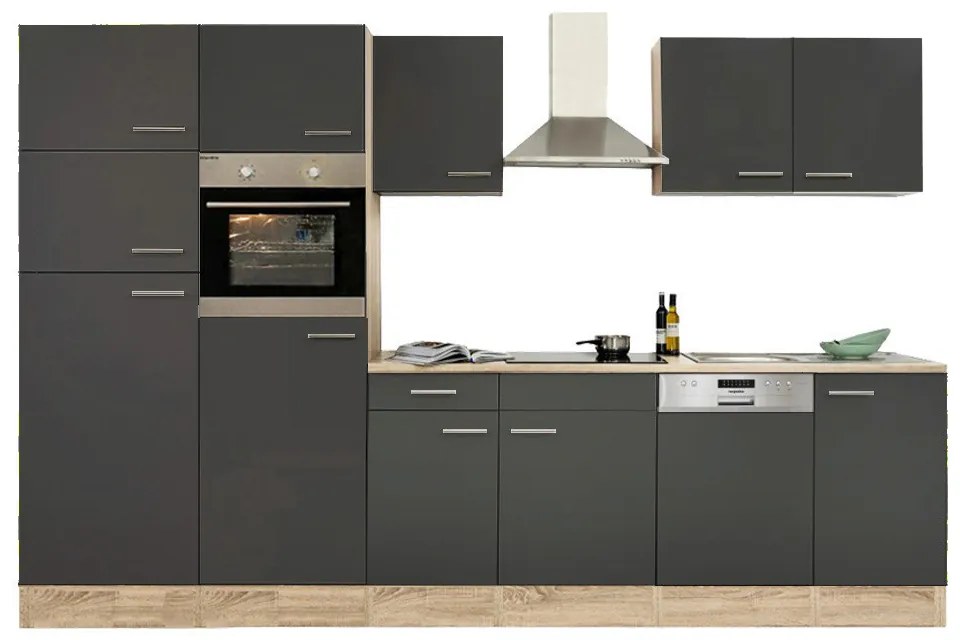 Mobilă de bucătărie Yorki 340, corp din stejar sonoma, cu față antracit satinat