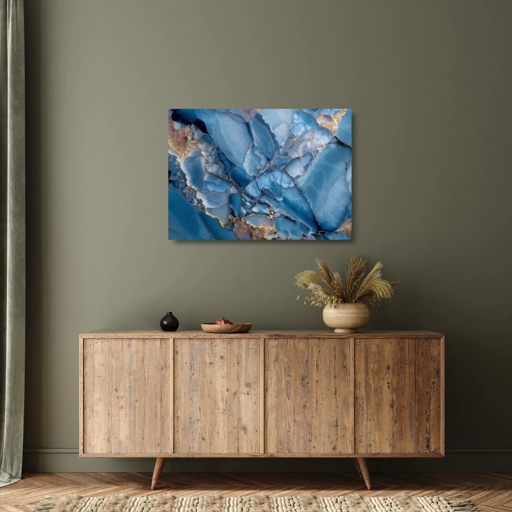 Tablou pe sticlă - Marmură albastră fragmentată (70x50 cm)