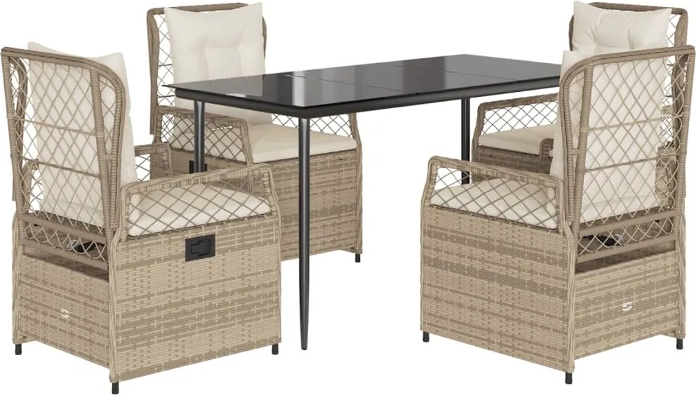 vidaXL Set mobilier de grădină cu perne, 5 piese, bej, poliratan