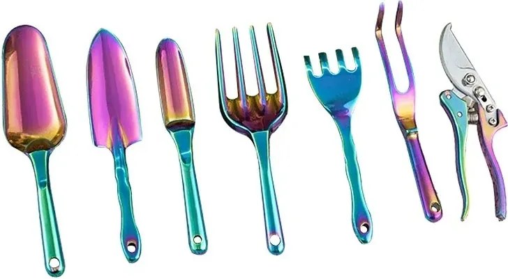 Set de unelte de grădină - 7 buc + foarfecă din aluminiu