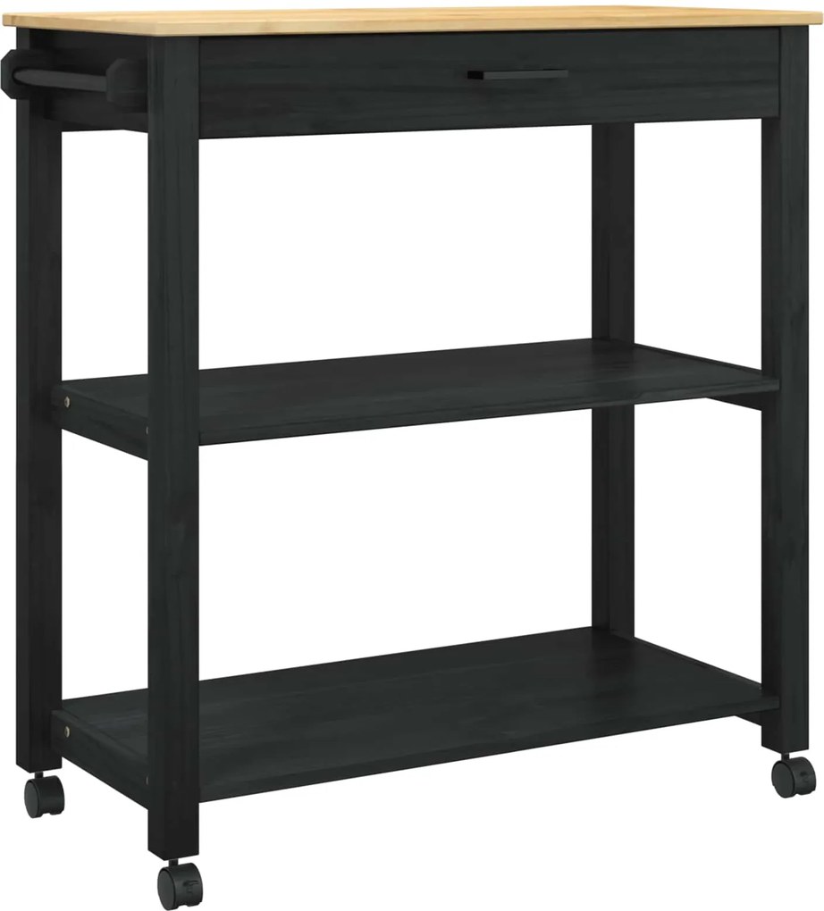 vidaXL Troler de Bucătărie MONZA Negru 84 x 40 x 88,5 cm