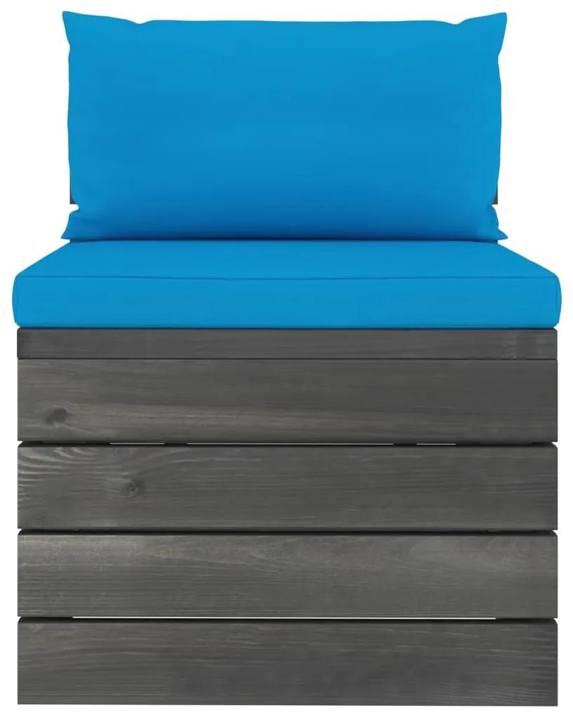 Set mobilier gradina din paleti, cu perne, 7 piese, lemn pin Albastru deschis, 7