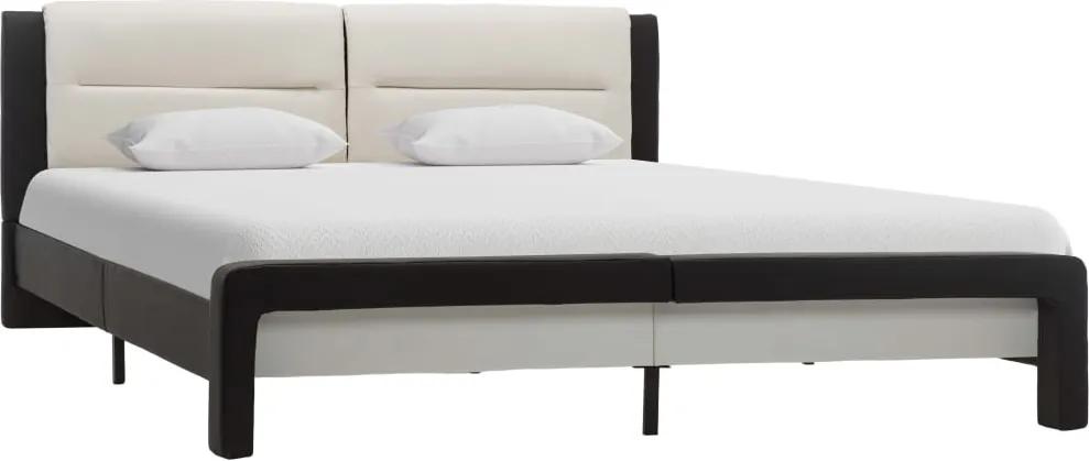 Cadru de pat, negru si alb, 180 x 200 cm, piele ecologica