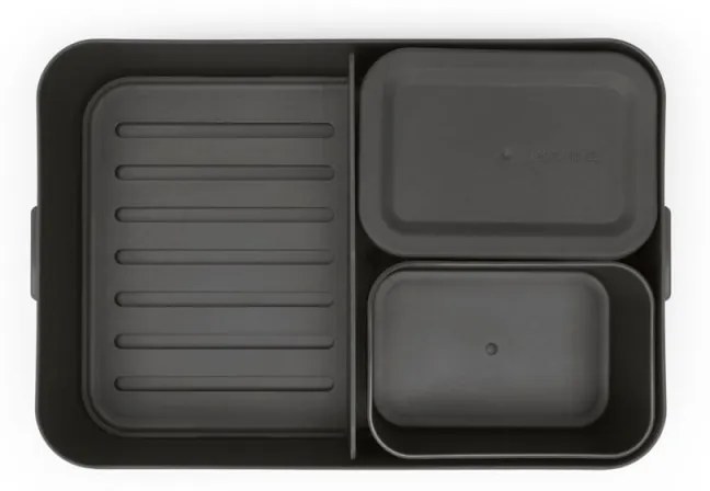 Cutie pentru alimente Brabantia Make&Take 1006290, 2 L, Cu separatoare, Inchidere etansa, Fara BPA, Gri inchis