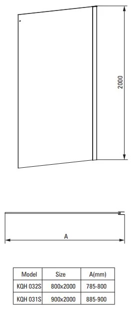 Perete lateral de dus 80x200cm, sticla securizata 6 mm, cromat, Deante Prizma 800x2000 mm
