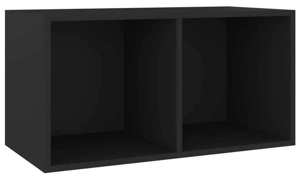 Cutie de depozitare viniluri, negru, 71x34x36 cm, lemn compozit 1, Negru