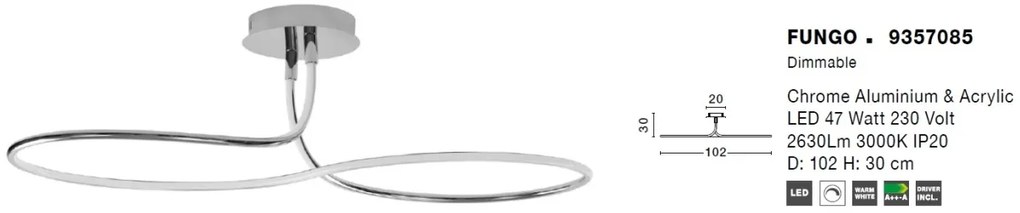 Lustra LED aplicata design modern FUNGO crom NVL-9357085