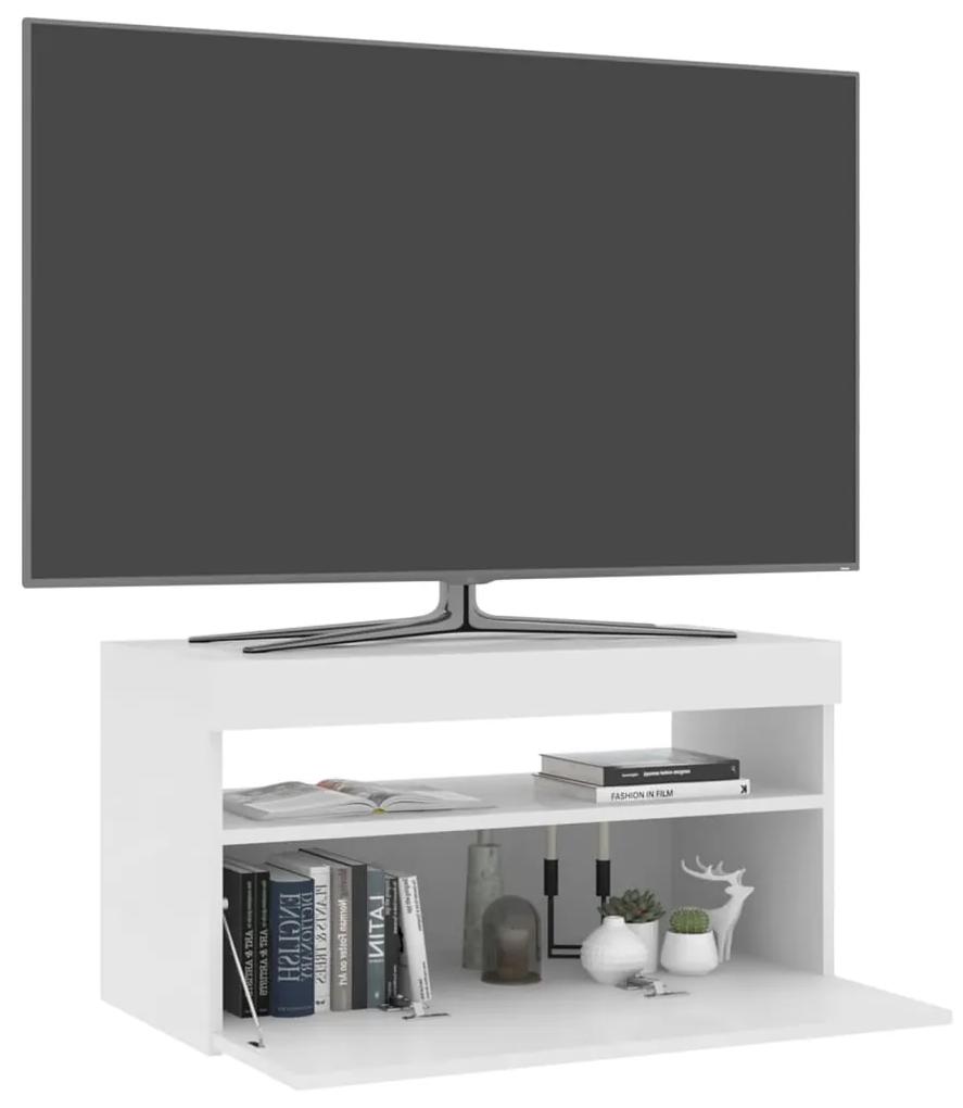 Comoda TV cu lumini LED, alb extralucios, 75x35x40 cm 1, Alb foarte lucios, 75 x 35 x 40 cm