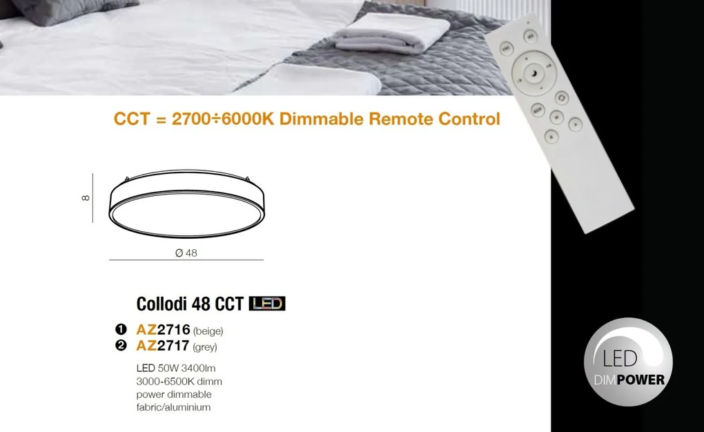 Lustra LED dimabila cu telecomanda Collodi gri