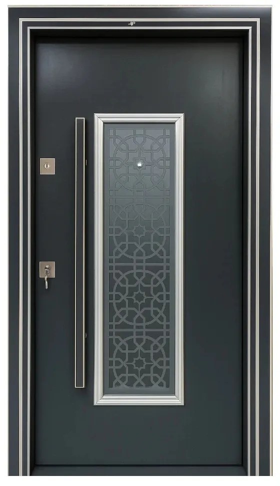 Usa metalica de exterior cu izolatie si vizor Novo Doors NDS1001S, Din compozit, 2 yale, Kit complet, Pentru case (Sens deschidere: Dreapta)