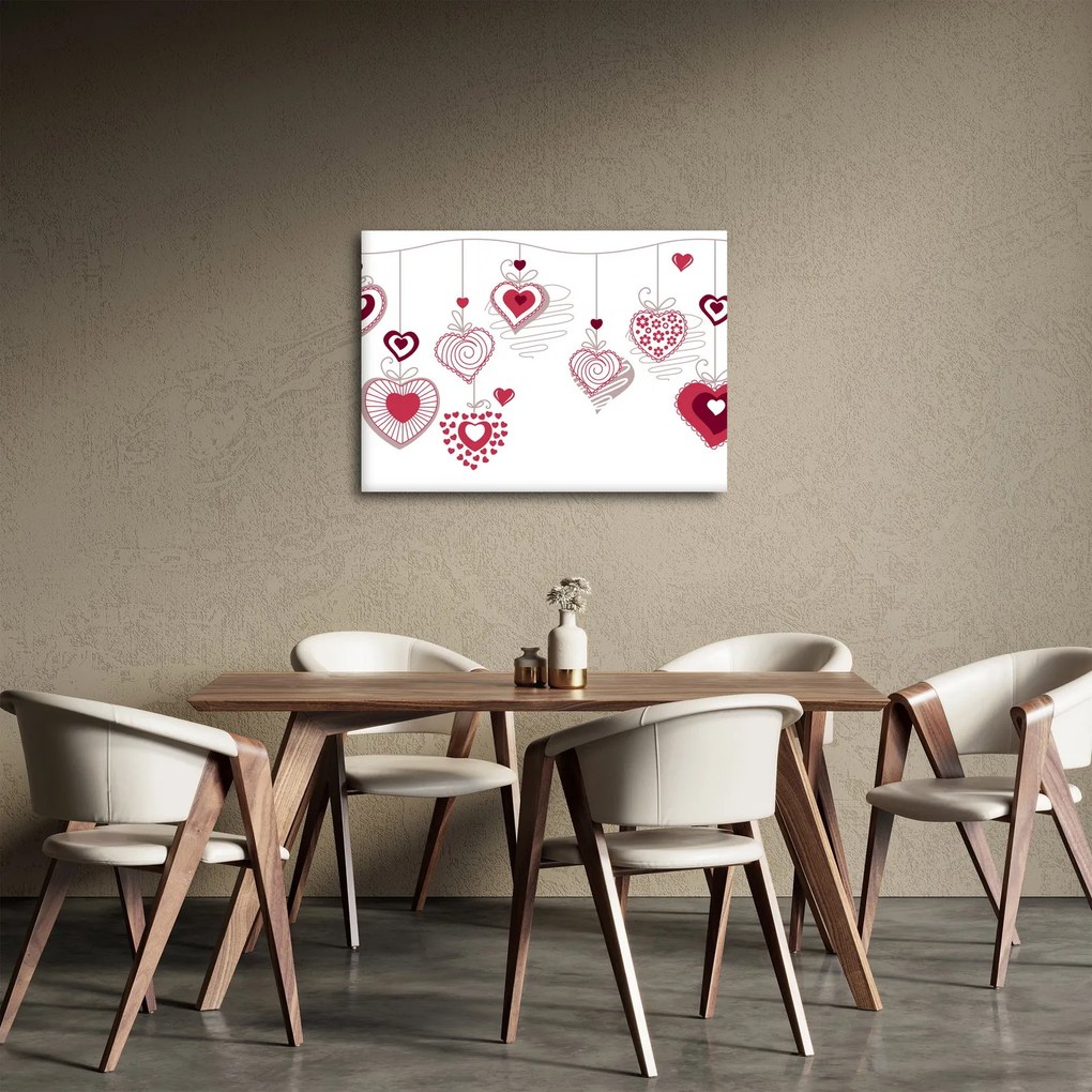 Tablou cu inimiore pictate (70x50 cm)