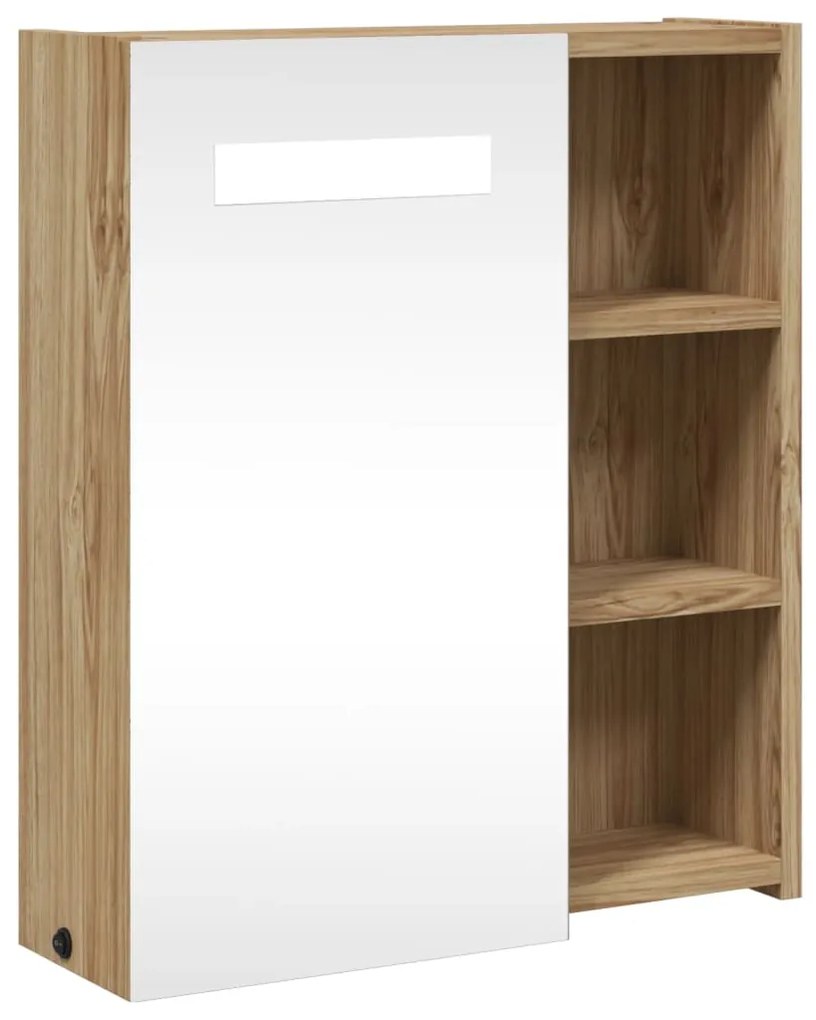 vidaXL Dulap cu oglindă de baie cu LED, stejar, 45x13x52 cm