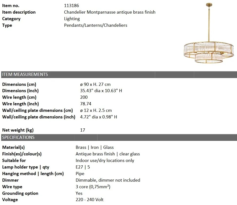 Candelabru design LUX Montparnasse, 90cm 113186 HZ