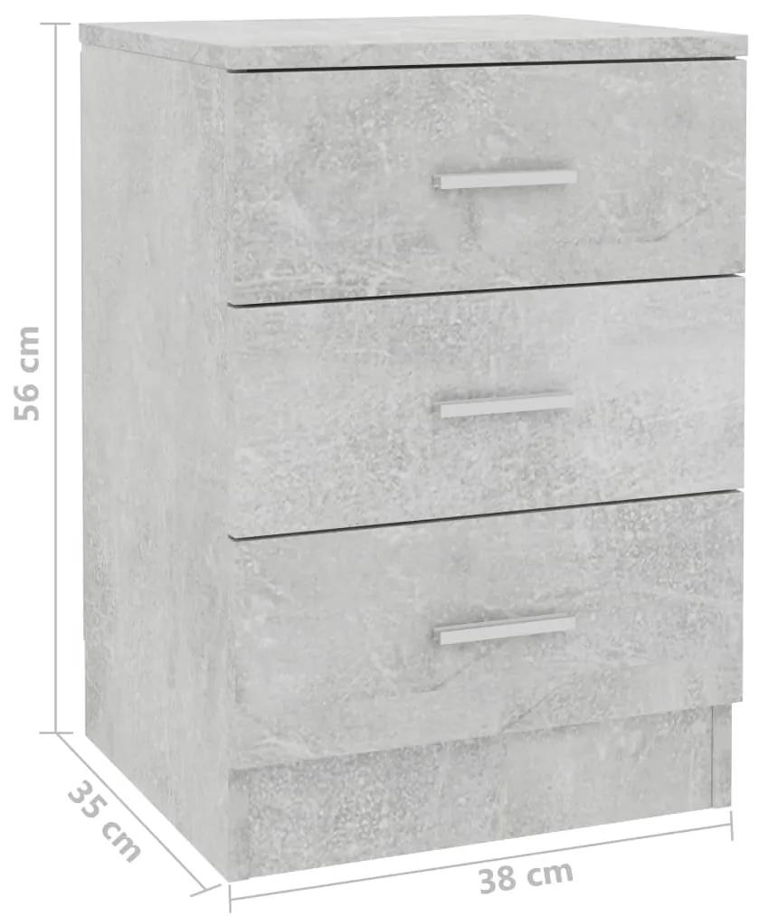 Noptiere, 2 buc., gri beton, 38x35x56 cm, PAL 2, Gri beton