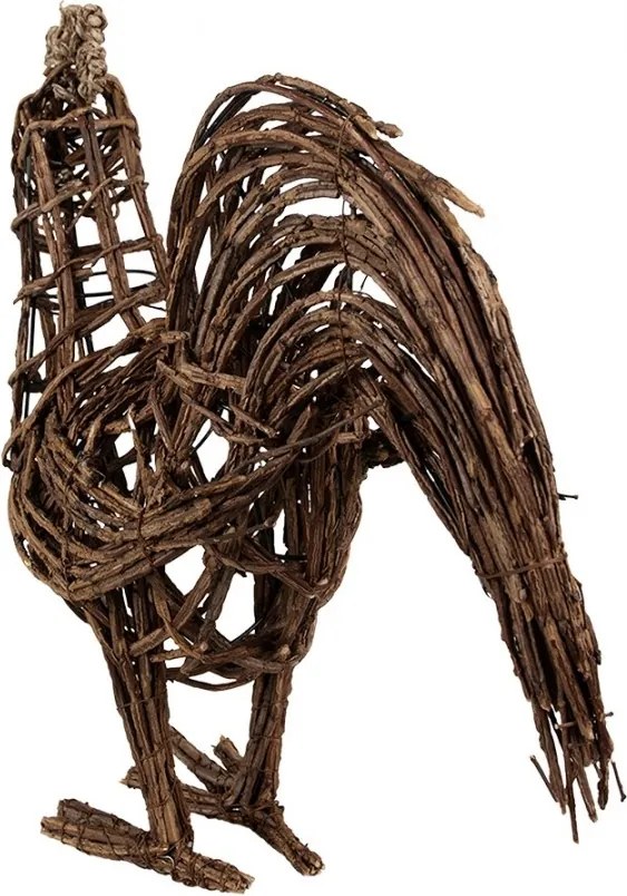 Figurină decorativă cocoș, din rattan, maro, 34x15x39 cm