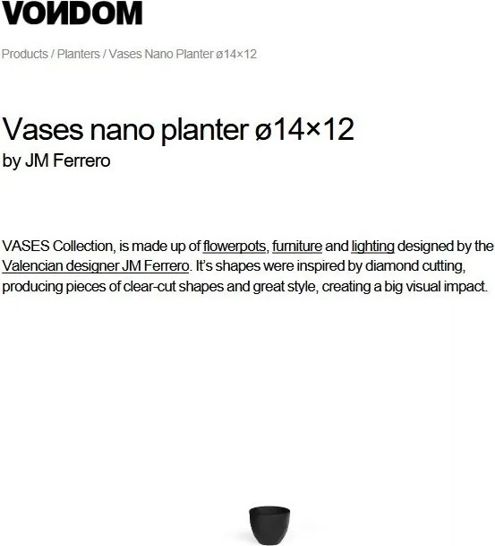Vaza / Ghiveci de flori / plante / exterior / interior design modern premium VASES NANO PLANTER 14x12 47012F Vondom