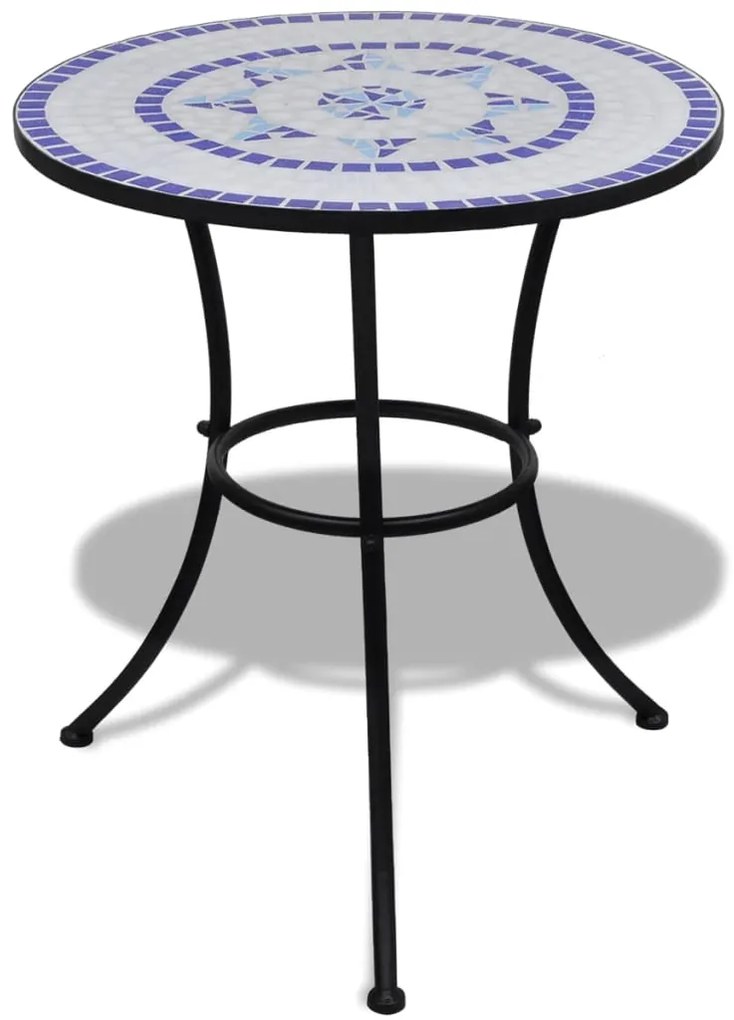 Set mobilier bistro, 3 piese, albastru/alb, placi ceramice
