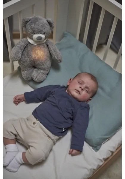 Pluș de îmbrățișat cu melodii și lumină SLEEPY BEAR 4 în 1 gri Nattou