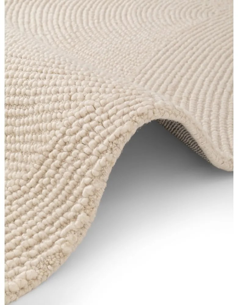 Covor tip traversă în culoare naturală deschisă țesut manual din lână 80x200 cm Calmio – Hanse Home