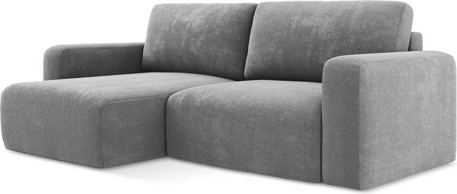 Colțar gri extensibil/cu spațiu de depozitare cu tapițerie din chenille (cu colț pe partea stângă/cu șezlong) Kona – Makamii