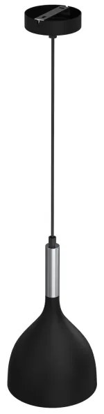Lustră pe cablu NOAK 1xE27/60W/230V neagră/crom lucios