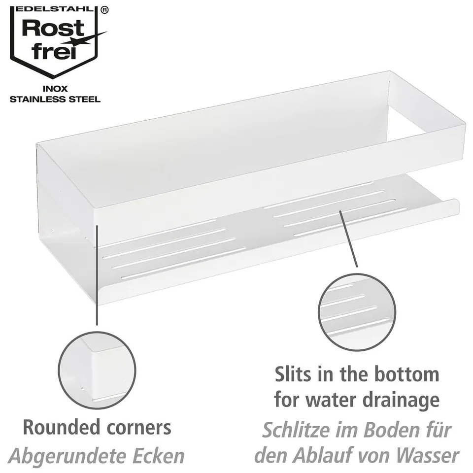 Raft pentru baie alb mat autoadeziv cu Turbo-Loc din oțel inoxidabil Genova – Wenko