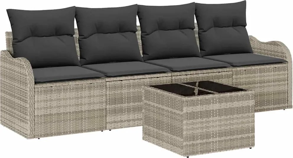 vidaXL Set de canapele pentru grădină 5 pcs Gri deschis și gri închis