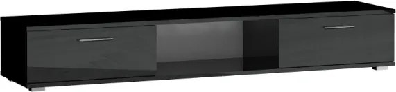 Comodă TV, 176x40x28 cm, Aridea, ADRK Furniture (Culoare: Negru mat)