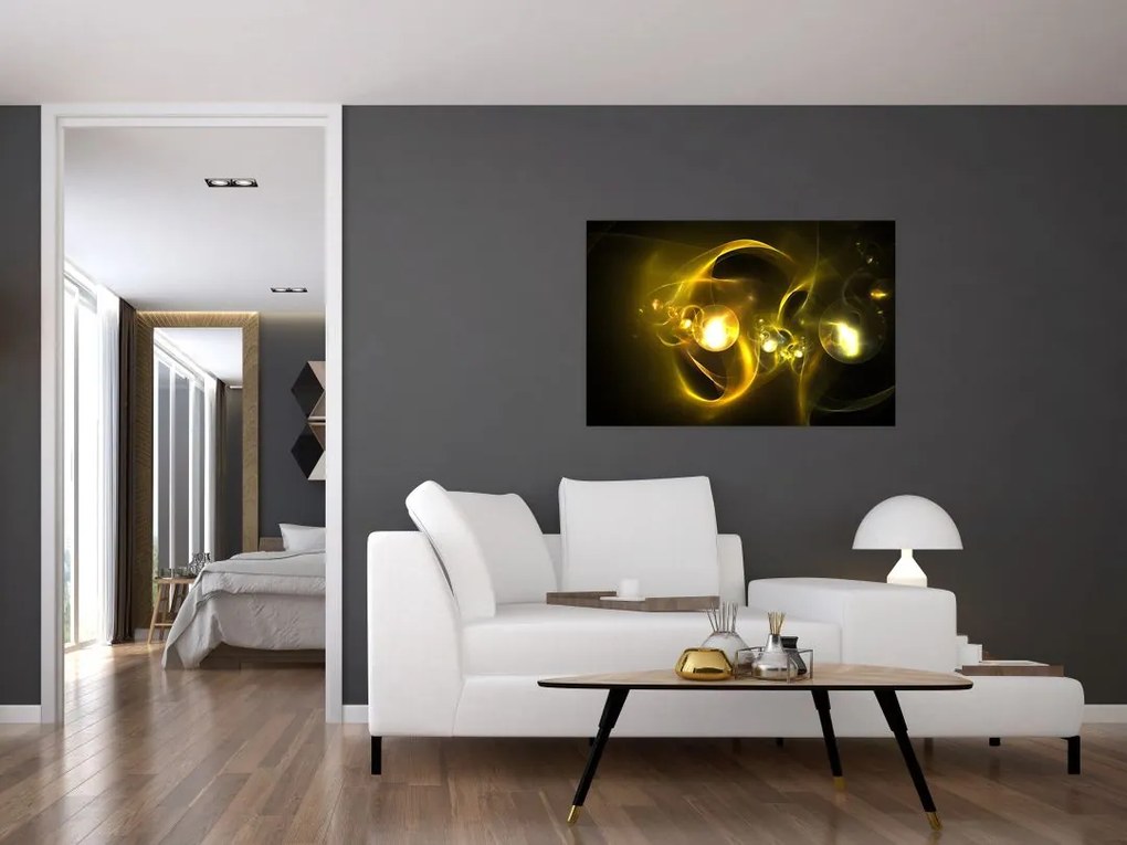 Tabloul abstract cu bile galbene (90x60 cm)