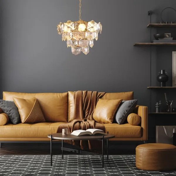 Lustră pe lanț DIANA 6xE14/40W/230V aurie