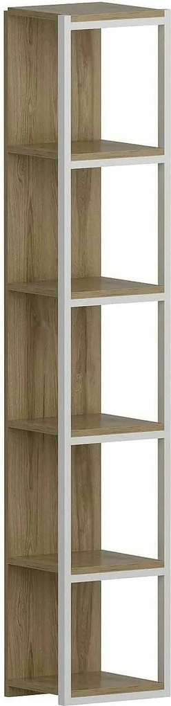 Biblioteca TEXAS, stejar/alb, PAL melaminat/metal, 34x30x180 cm