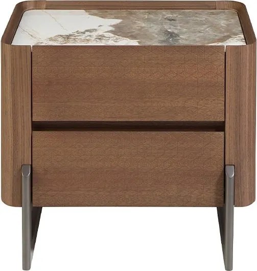 Noptiera 2 sertare deosebita design LUX Walnut-Marble