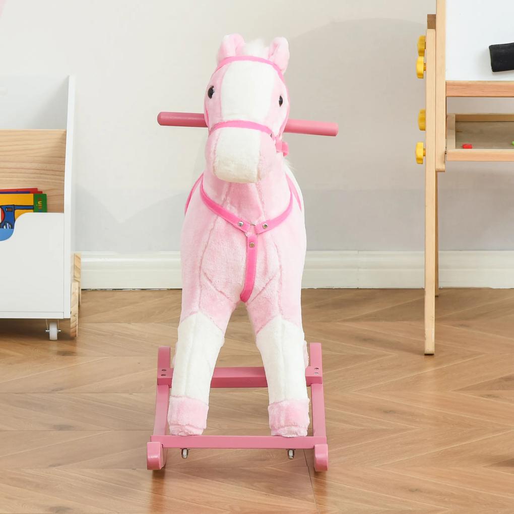 HOMCOM calut tip balansoar, leagan pentru copii, jucarie moale 74x28x65 cm, roz | AOSOM RO