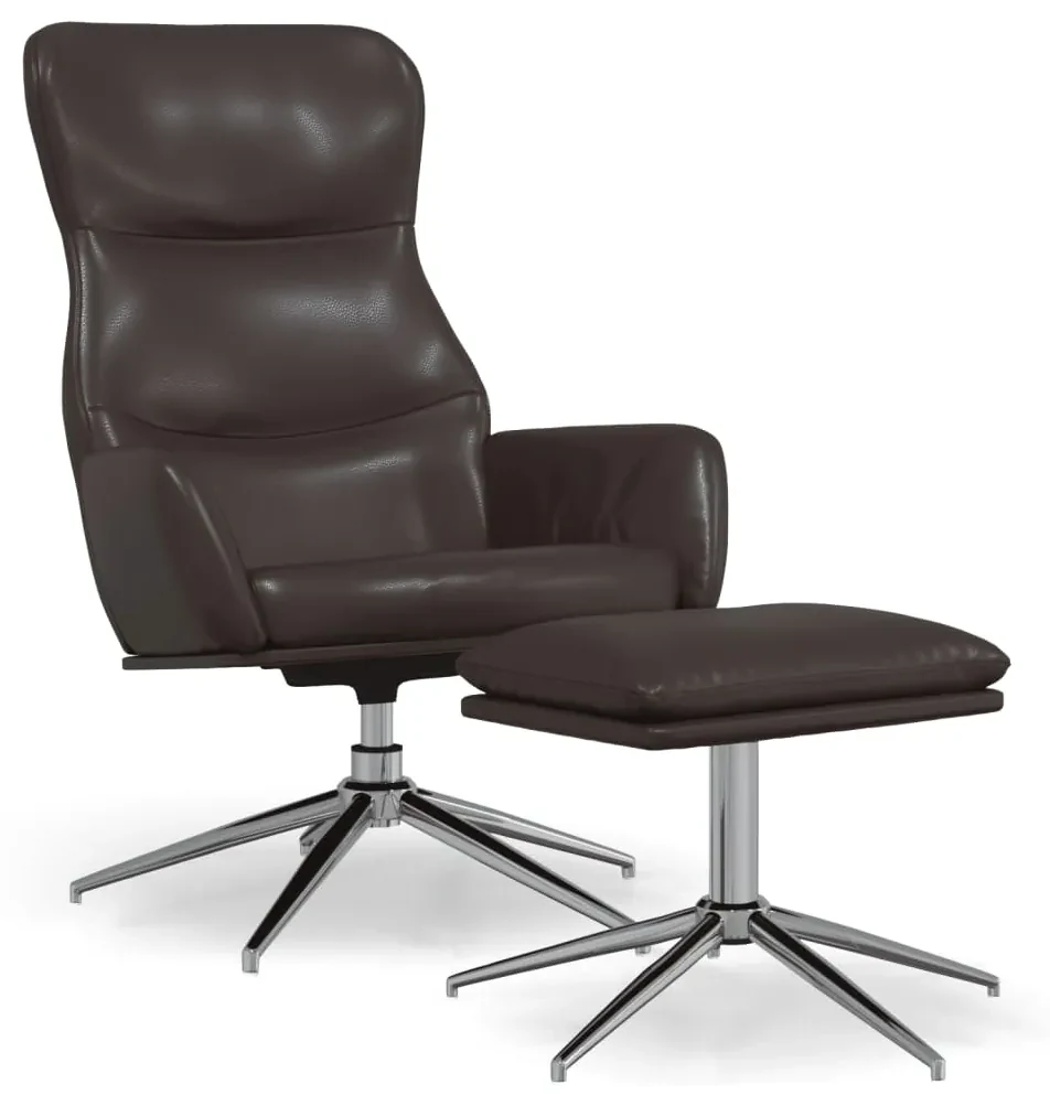 3097441 vidaXL Scaun de relaxare cu taburet, maro lucios, piele ecologică