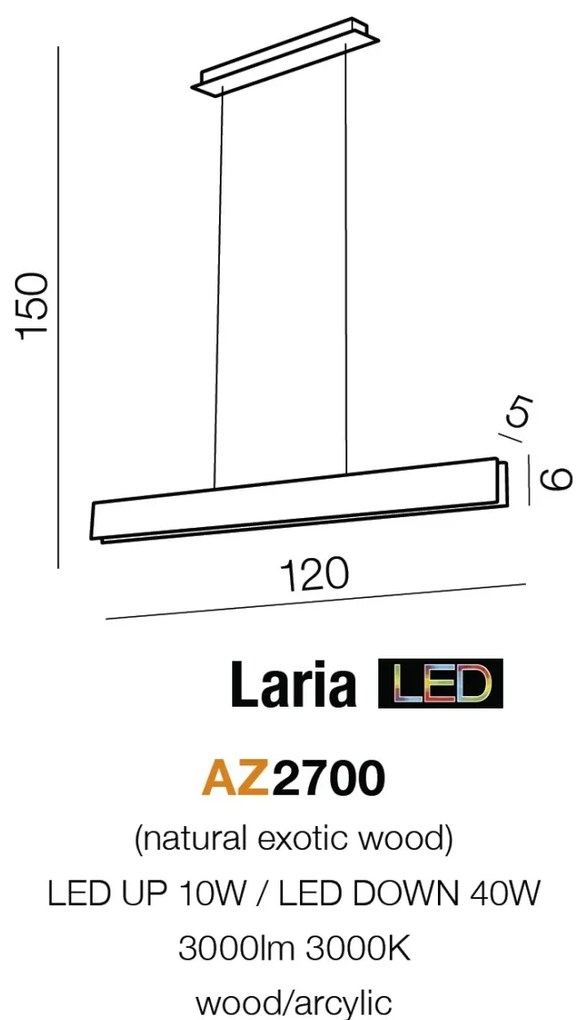 Lustra LED moderna design lemn natural Laria