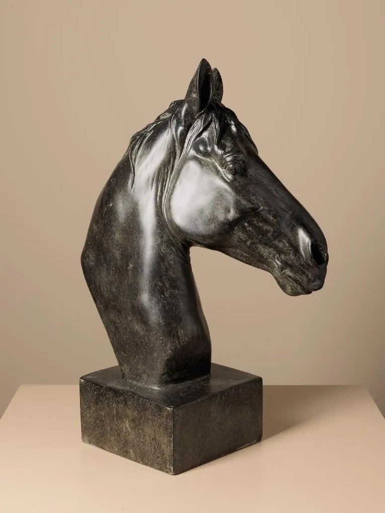 Sculptură cap de cal din rășină pe suport, H40 cm, " Horse "