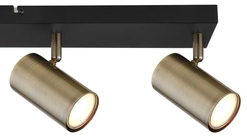 Plafoniera cu 4 spoturi directionabile design modern ROBBY negru mat, alama antica