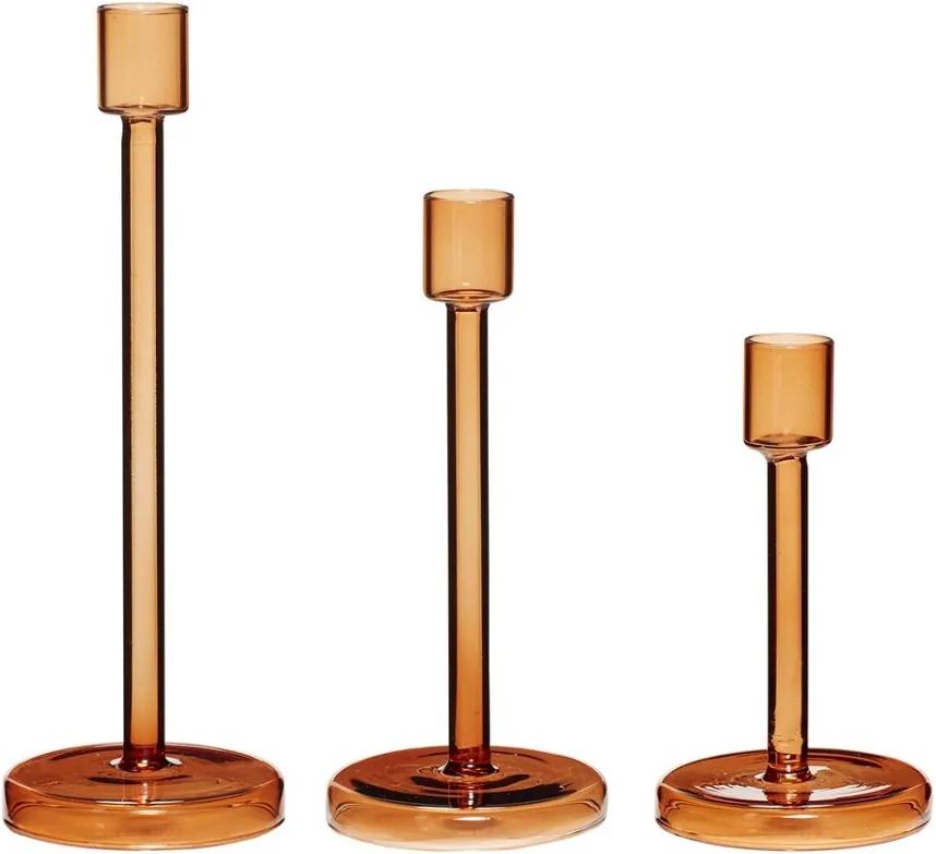 Set suporturi lumanare din sticla portocaliu Hubsch