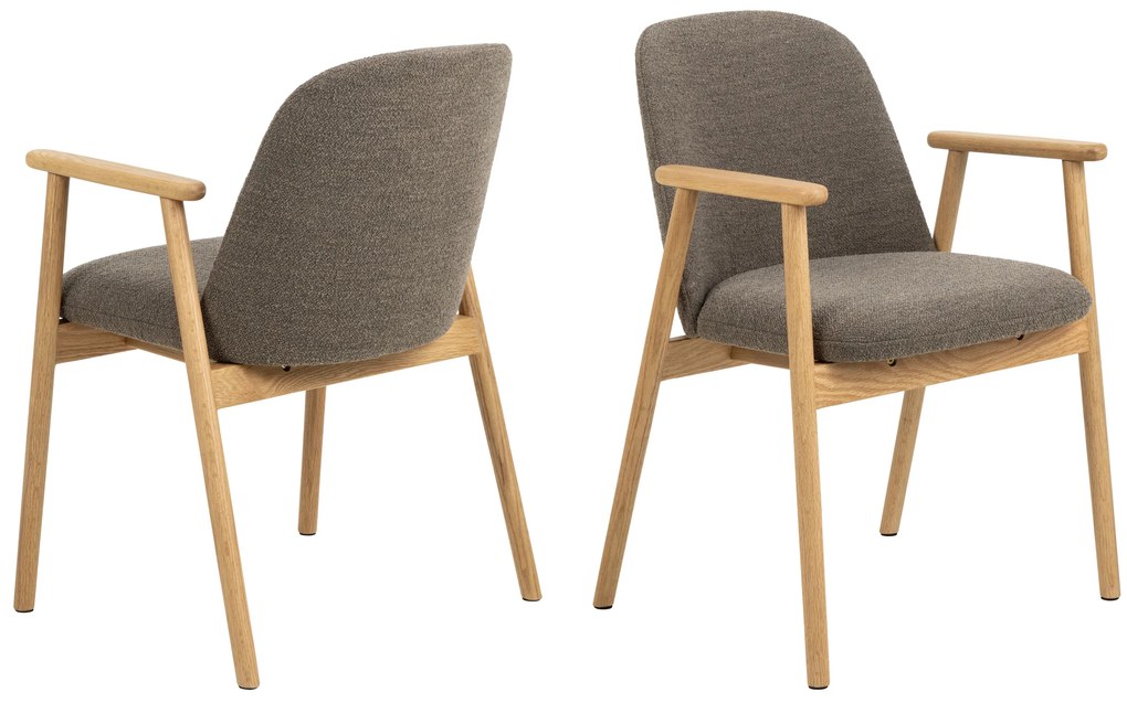 MAZZONI EXPORT RODERIC Maro Taupe (țesătură Monza 40)/cadru stejar uleiat - SCAUN DE LEMN BOUCLÉ PENTRU SUFRAGERIE LIVING BUCĂTĂRIE RETRO
