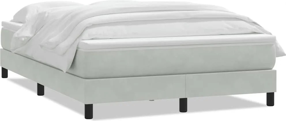 vidaXL Pat box spring cu saltea, gri deschis, 160x210 cm, catifea