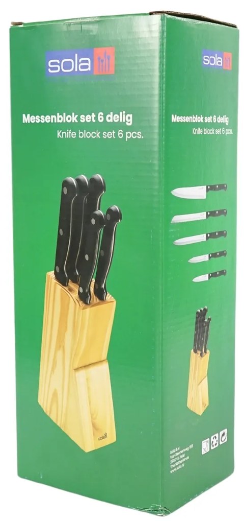 Set de cutite SOLA KNIFE in bloc de lemn, 6 bucati