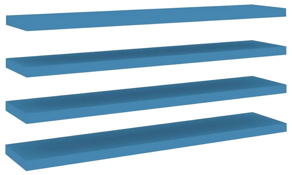 326629 vidaXL Rafturi perete suspendate 4 buc. albastru 120x23,5x3,8 cm MDF