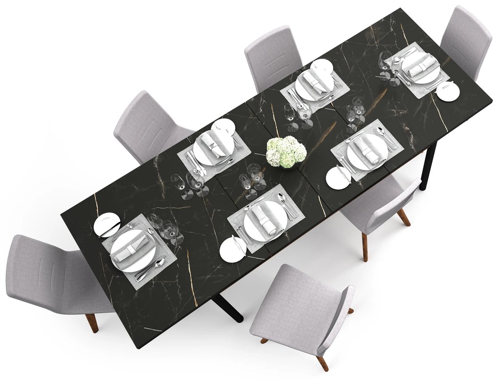 Set sufragerie extensibil Phelan P14 (Nuc warmia + Negru). 1062544